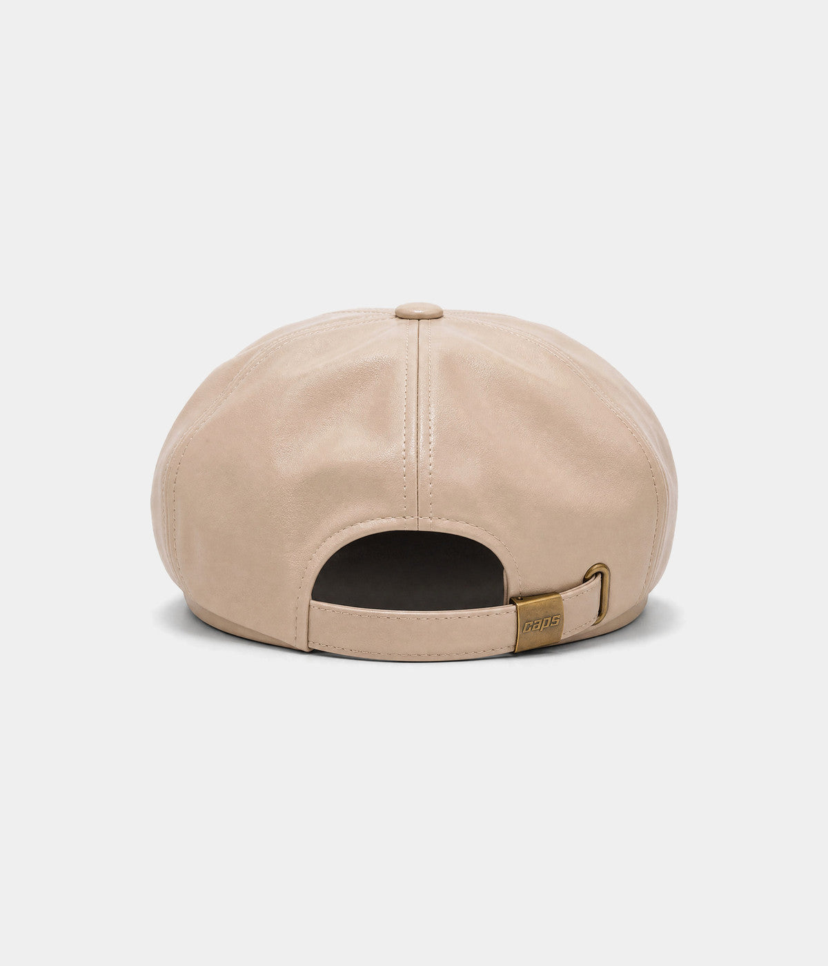 FAUX LEATHER NEWSBOY. faux-leather newsboy cap in BEIGE, back view