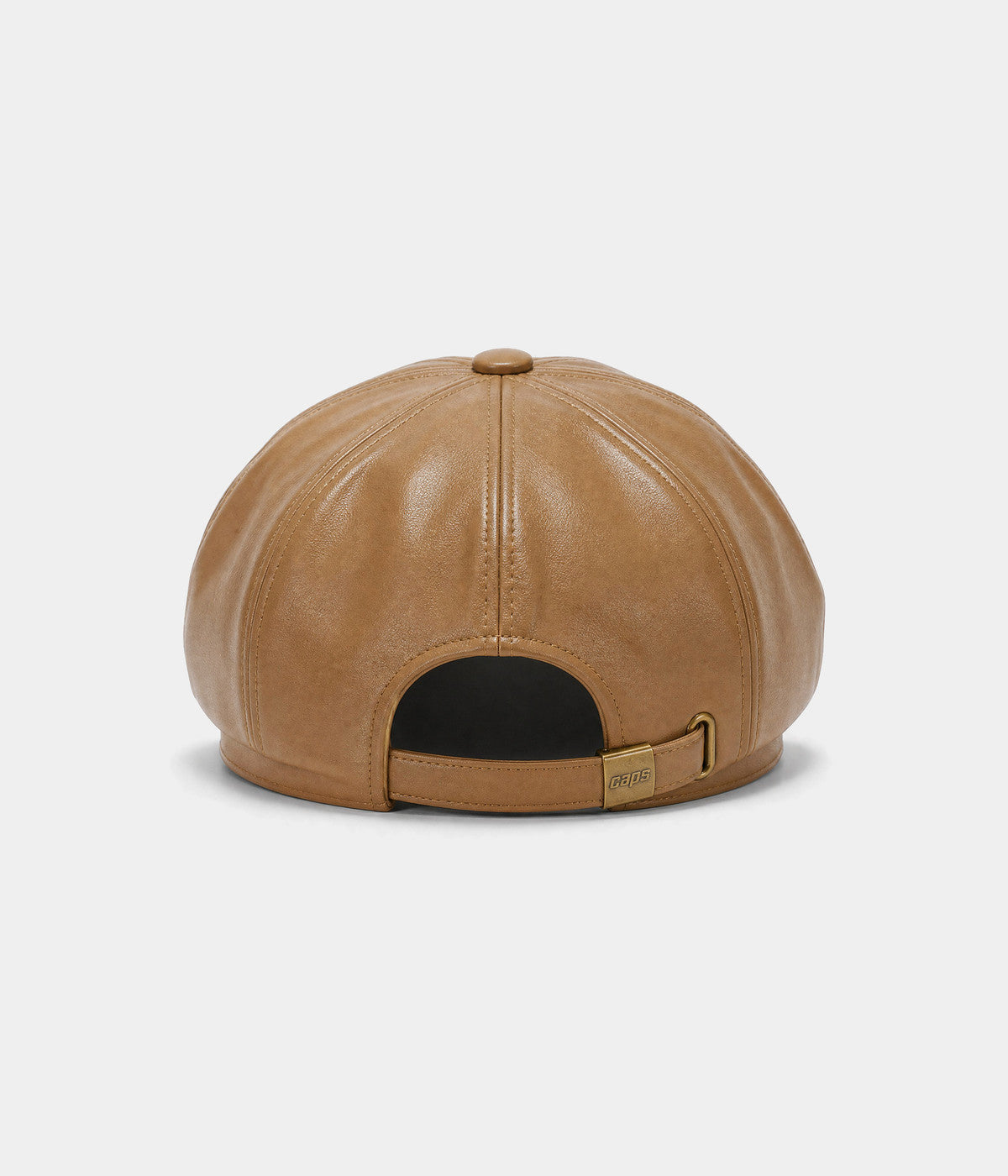 FAUX LEATHER NEWSBOY. faux-leather newsboy cap in CAMEL, back view