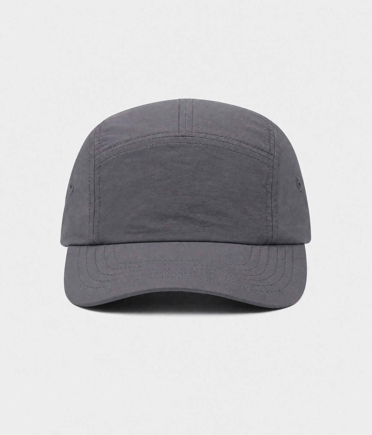 QUICK DRY CAMP. quick-dry five-panel camp cap in dark gray, front view