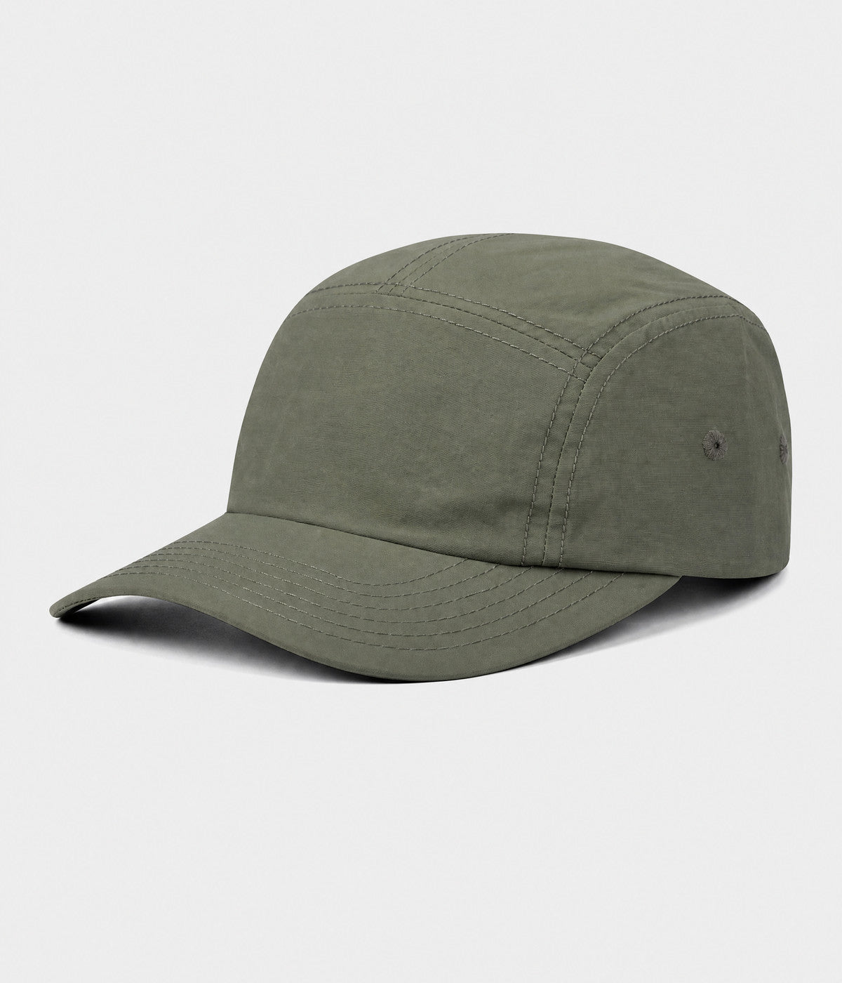 QUICK DRY CAMP. quick-dry five-panel camp cap in green, side view