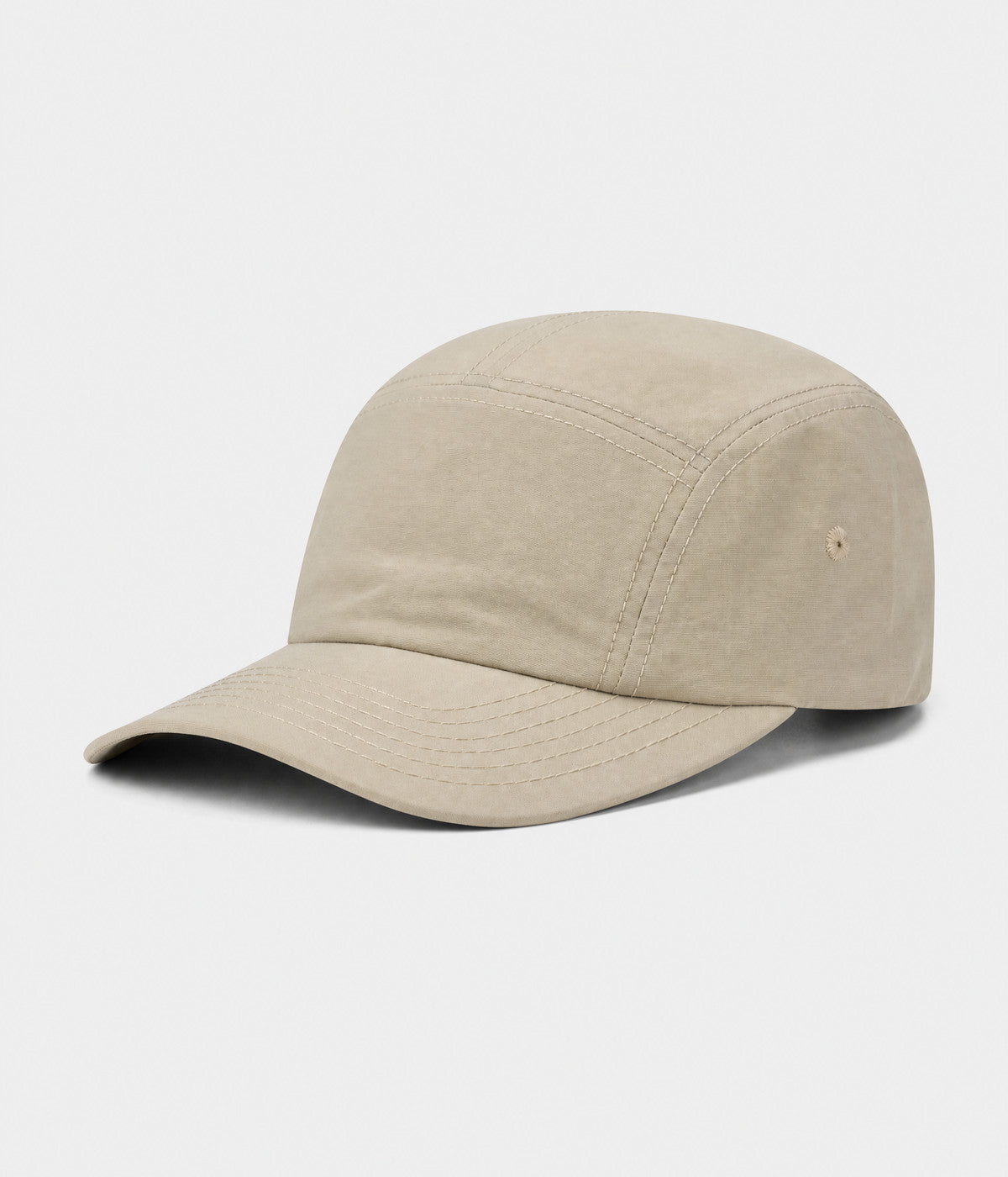 QUICK DRY CAMP. quick-dry five-panel camp cap in khaki, side view