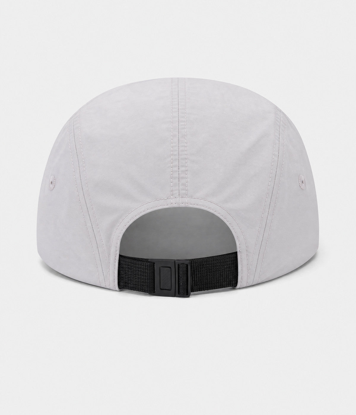 QUICK DRY CAMP. quick-dry five-panel camp cap in light gray, back view