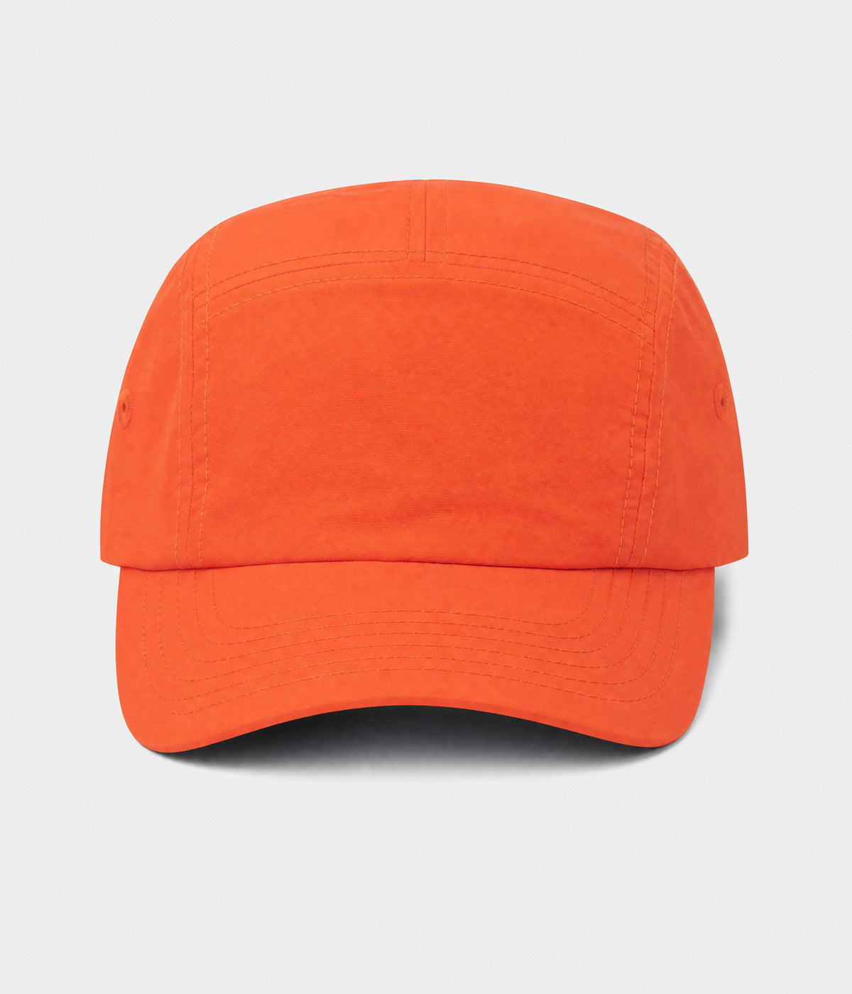 QUICK DRY CAMP. quick-dry five-panel camp cap in orange, front view
