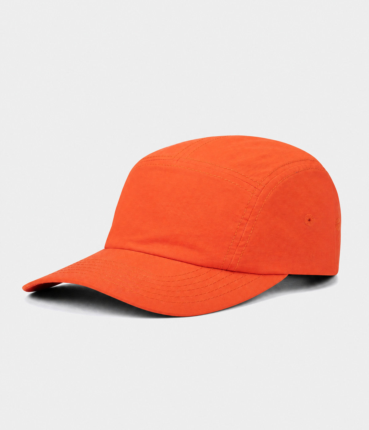 QUICK DRY CAMP. quick-dry five-panel camp cap in orange, side view