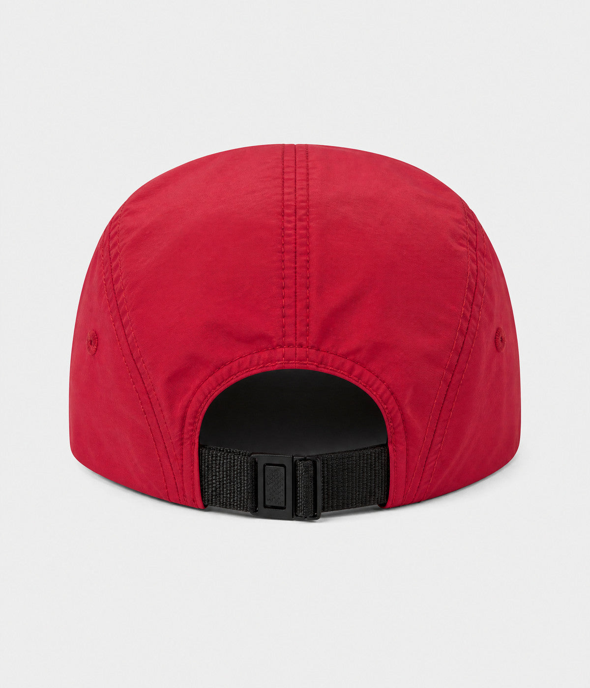 QUICK DRY CAMP. quick-dry five-panel camp cap in red, back view