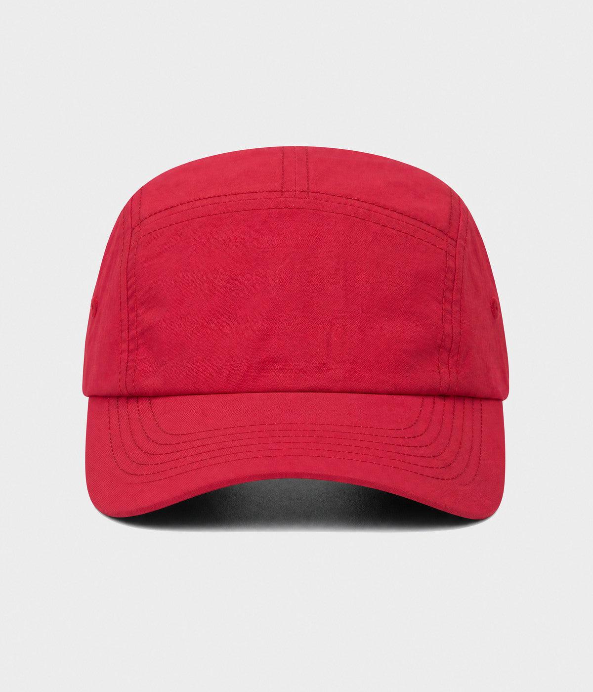 QUICK DRY CAMP. quick-dry five-panel camp cap in red, front view
