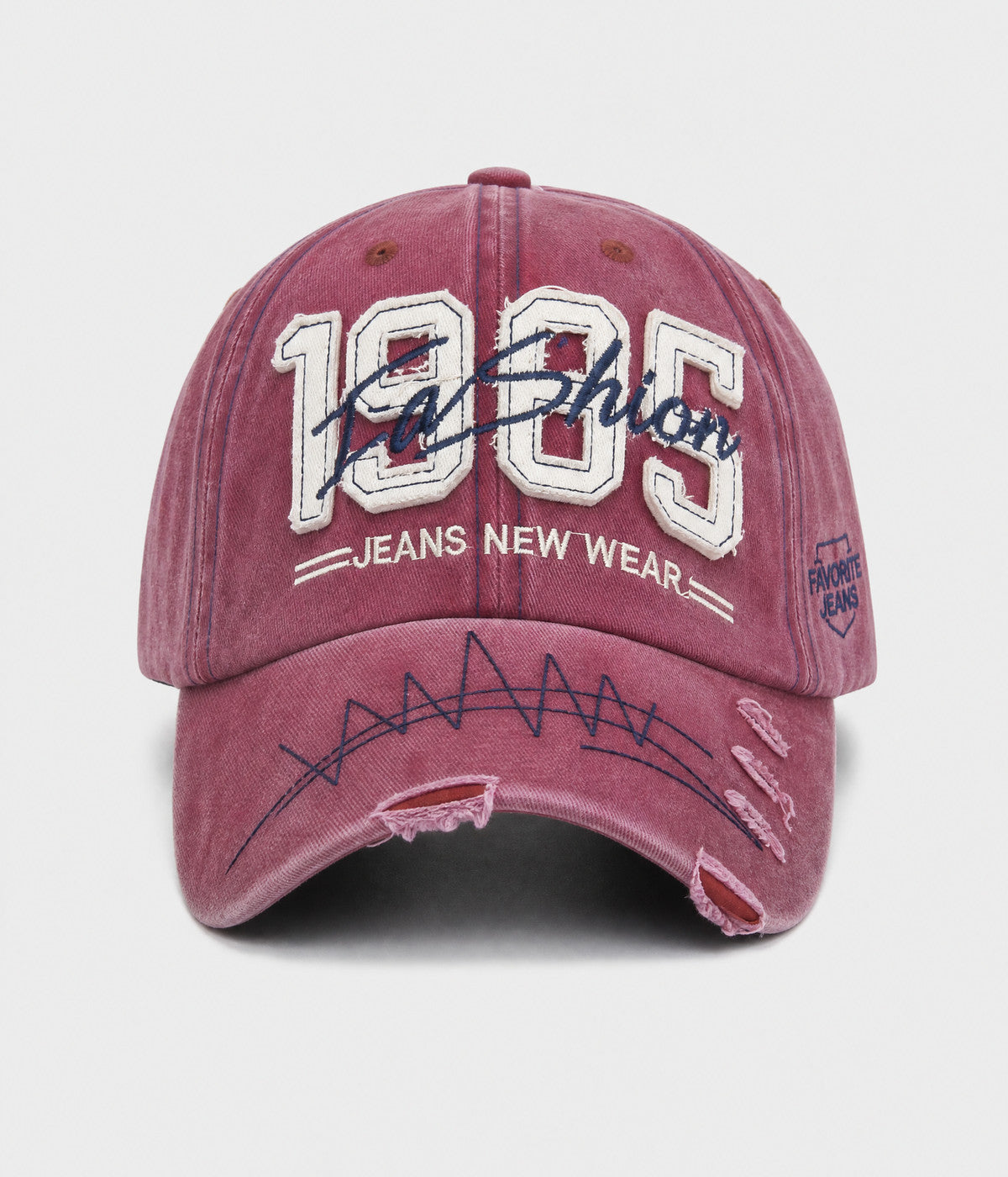RETRO 1985. washed cotton cap in red, front view