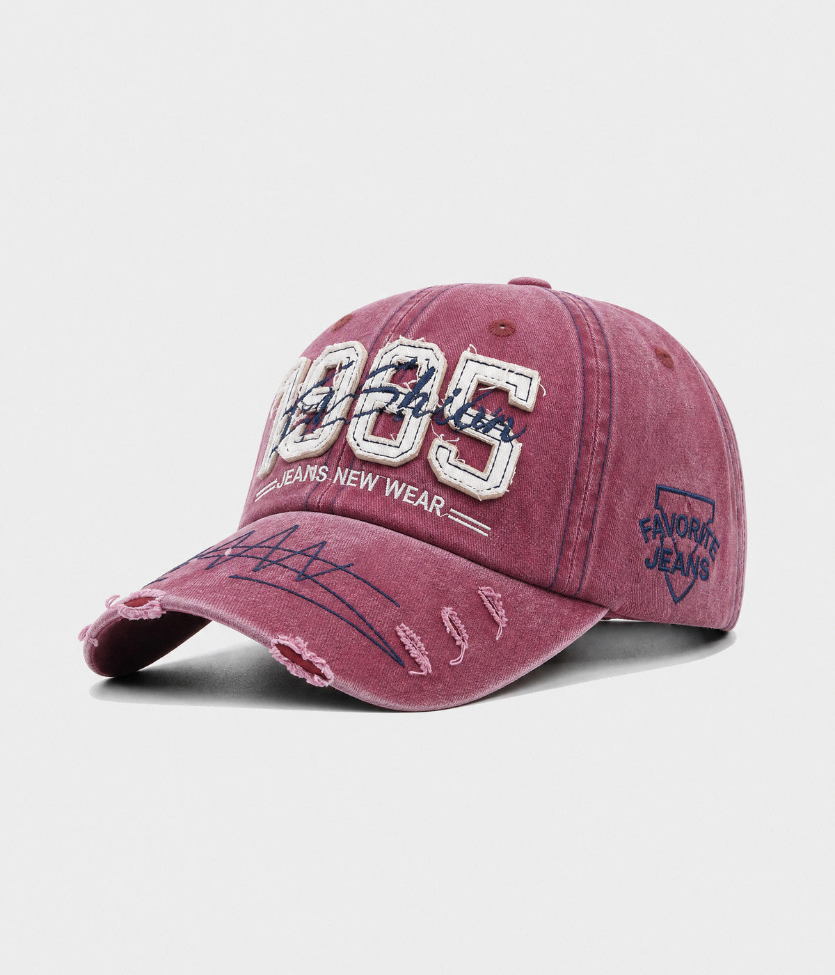 RETRO 1985. washed cotton cap in red, side view