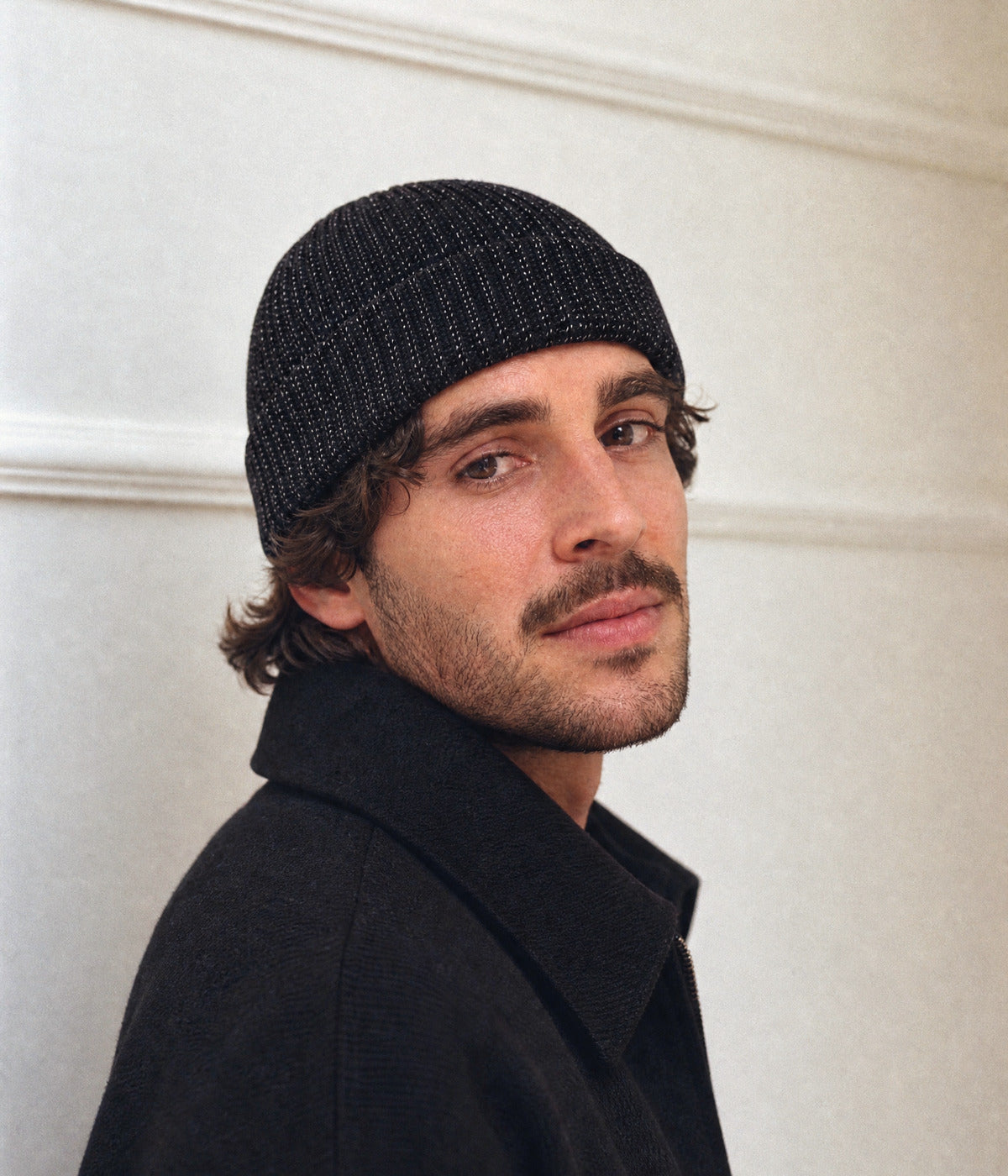 REFLECTIVE BEANIE. — BLACK worn