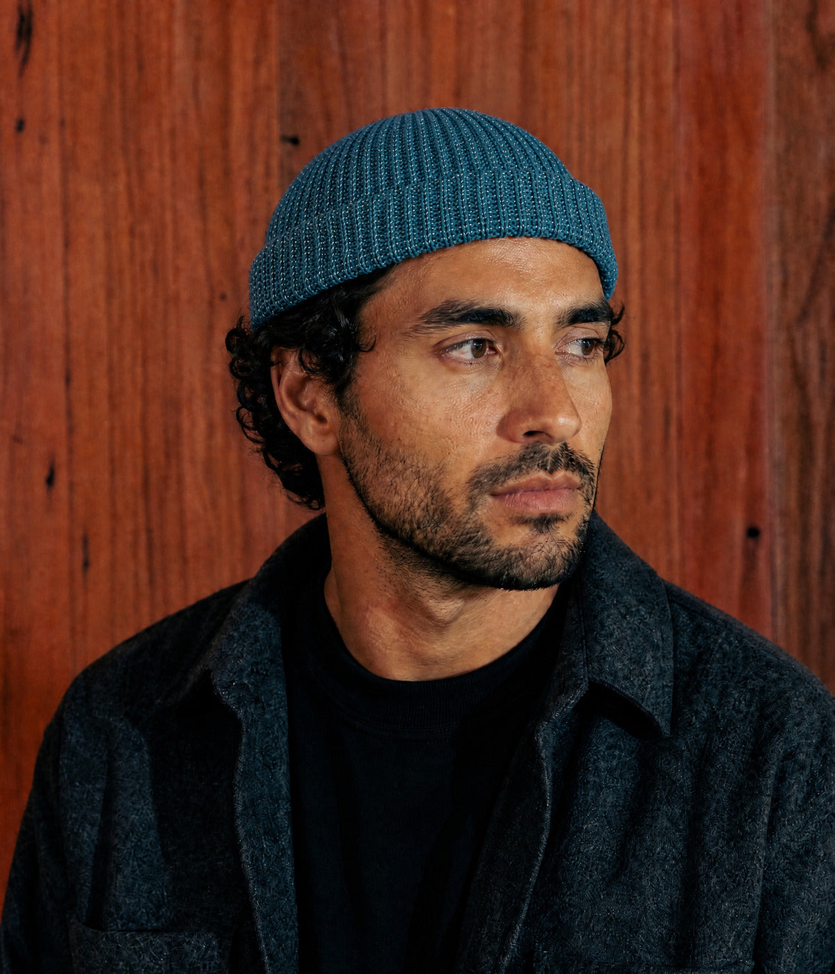 REFLECTIVE BEANIE. — BLUE worn
