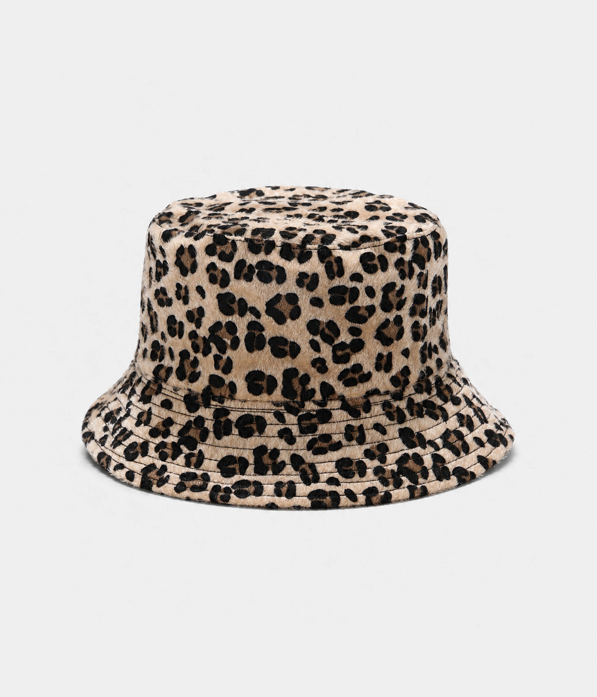 VELVET LEOPARD BUCKET. bucket hat in BEIGE, front view