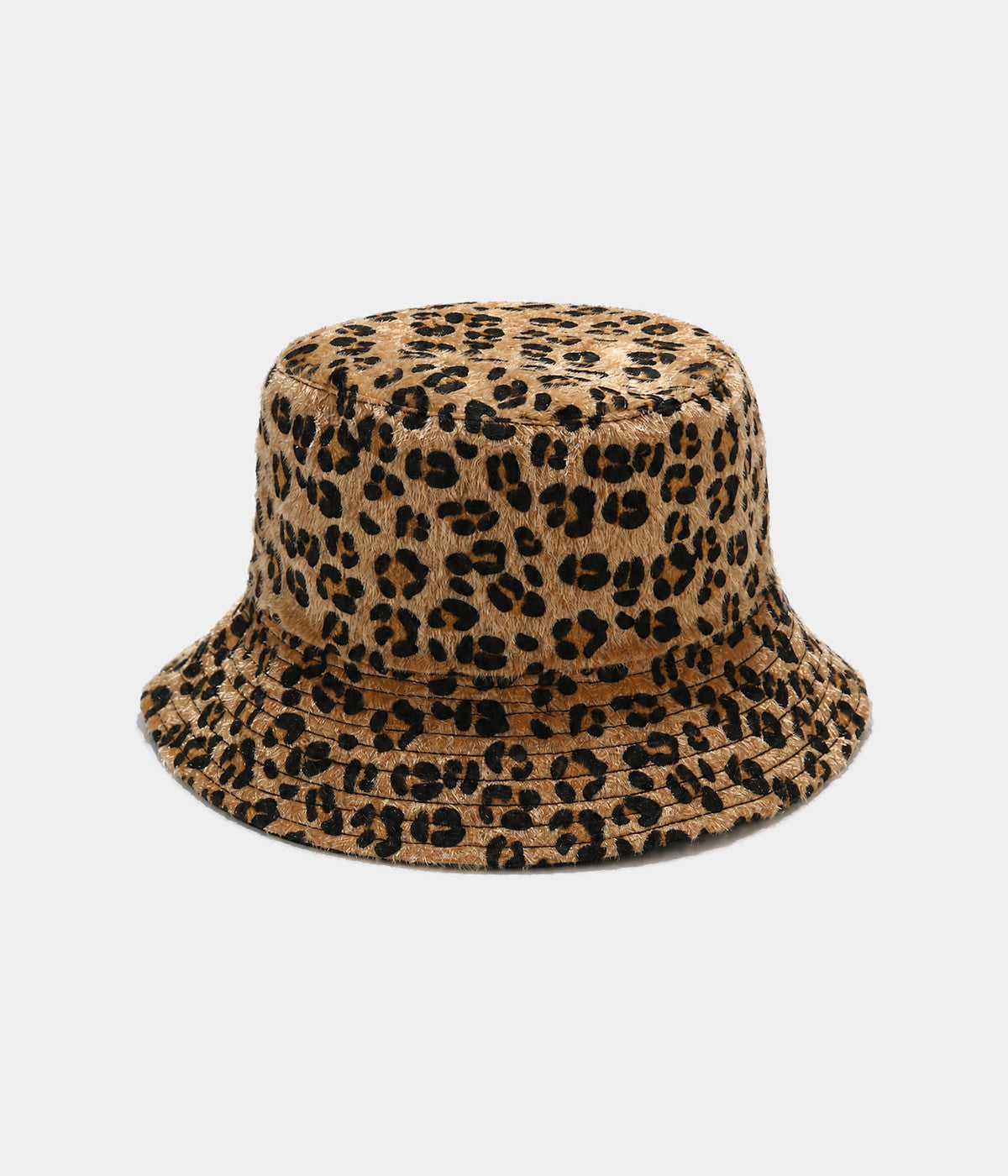 VELVET LEOPARD BUCKET. bucket hat in KHAKI, front view