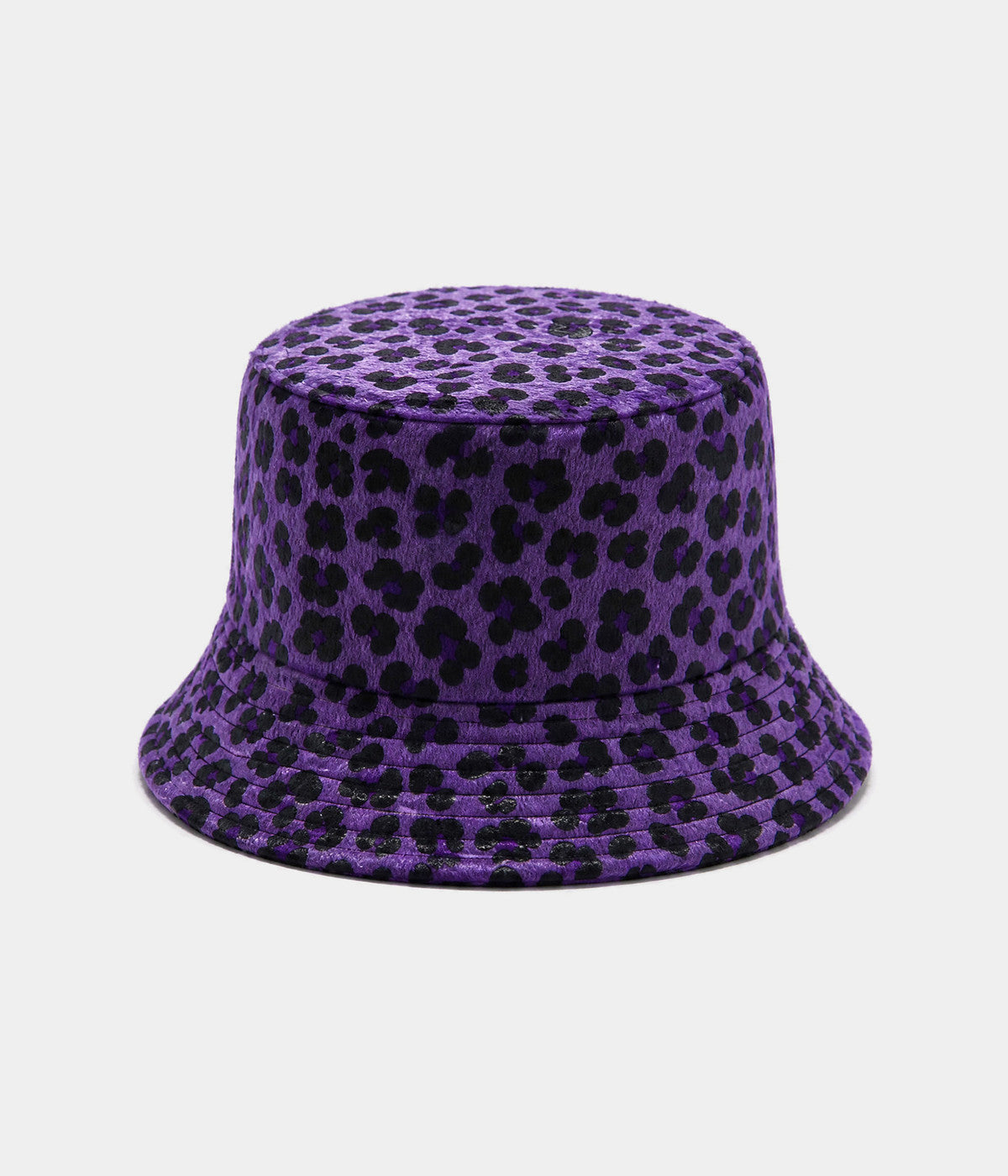 VELVET LEOPARD BUCKET. bucket hat in PURPLE, front view