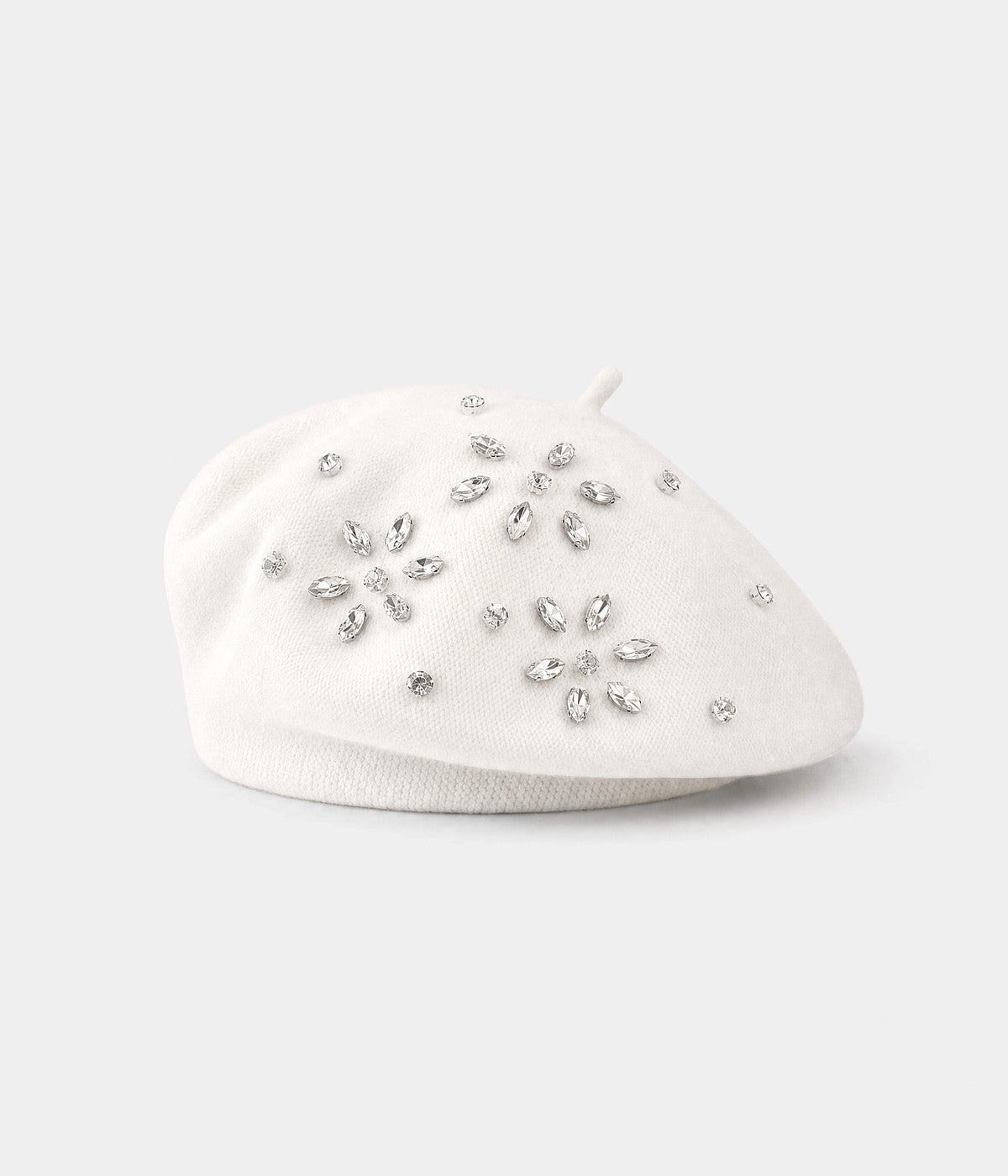 RHINESTONE BERET. beret in WHITE, front view