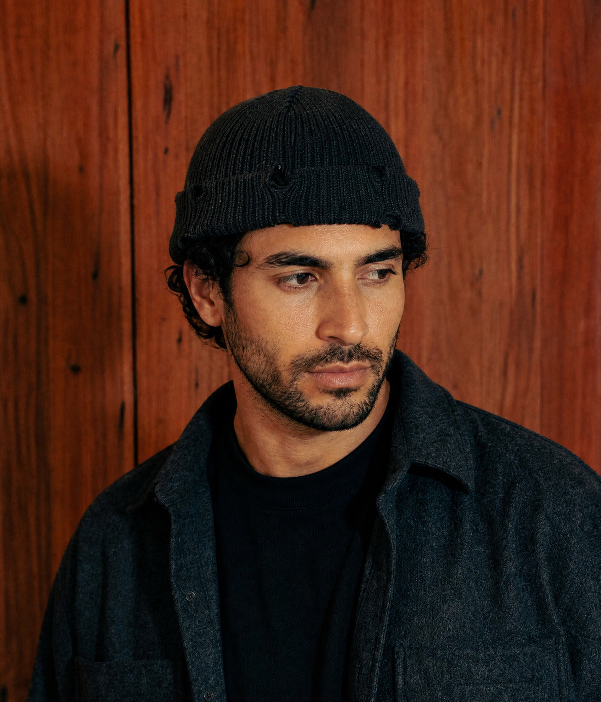 RIPPED FISHERMAN BEANIE 3-PACK. — BLACK worn
