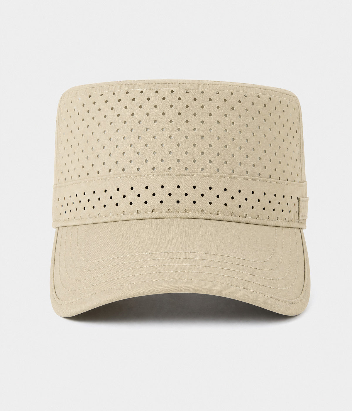 VENTED CADET. perforated cadet cap in sand, front view