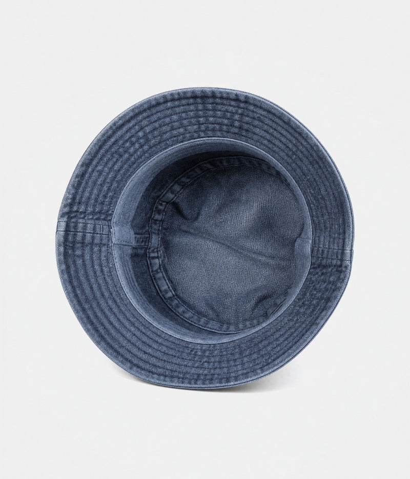 SAUSAGE DOG BUCKET. navy washed bucket hat inside