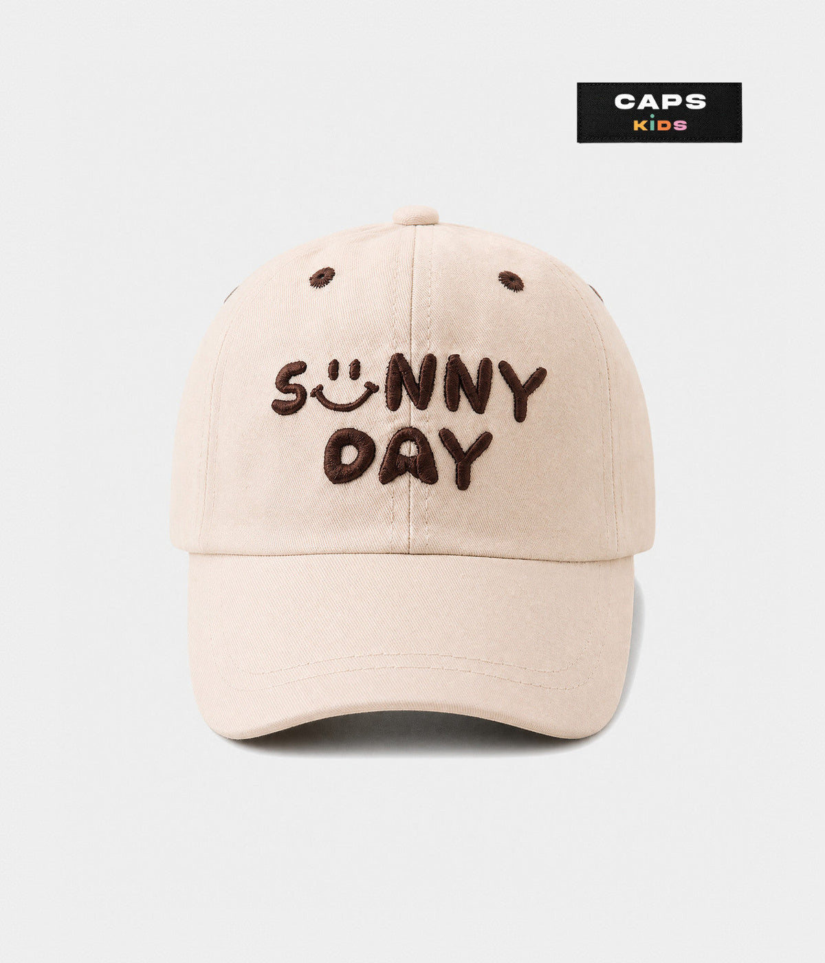 SUNNY DAY. cotton cap in beige, front view