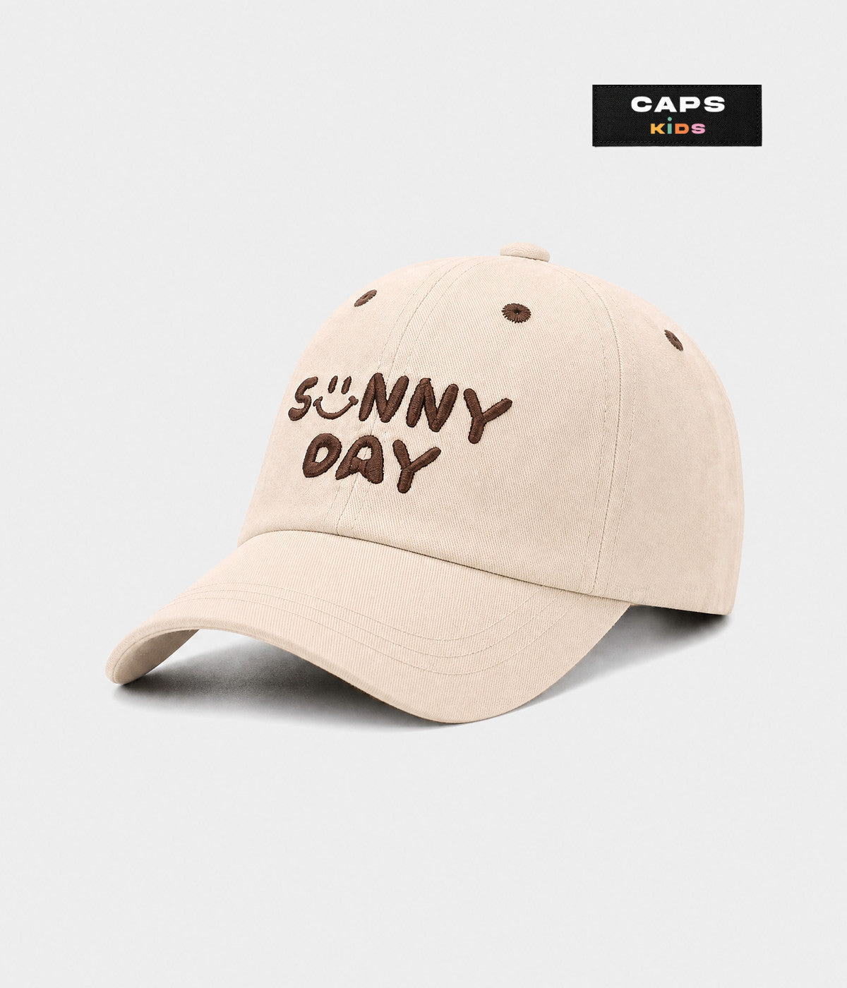 SUNNY DAY. cotton cap in beige, side view