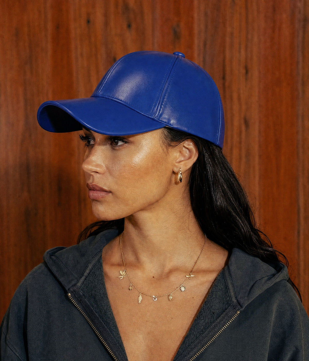 SLICK CAP. — BLUE worn