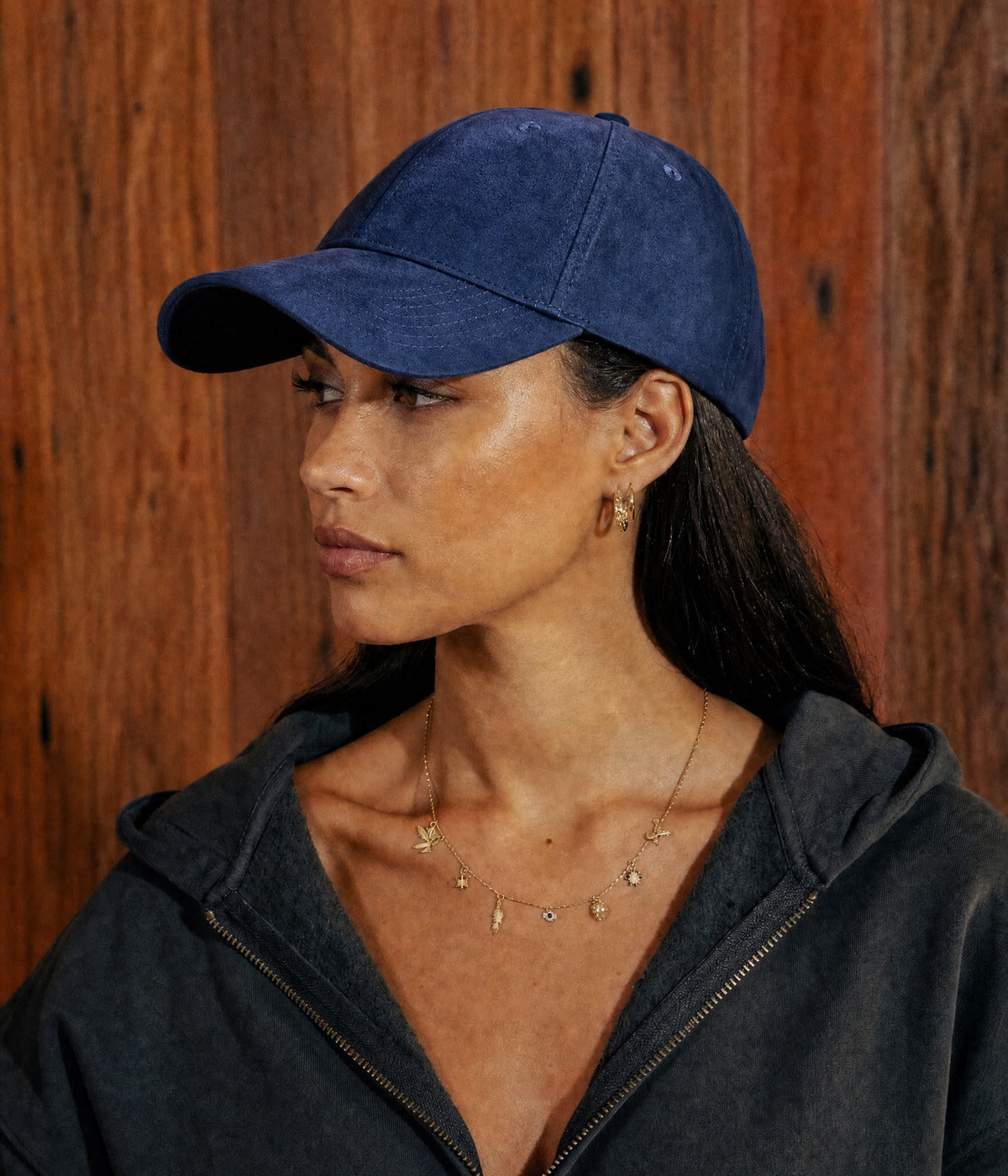 SUEDE CAP. — NAVY worn