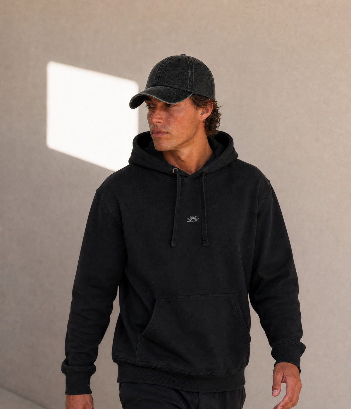 SUN HOODIE. on model