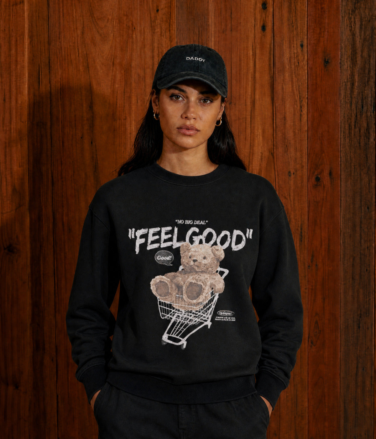 TEDDY SWEATER. on model