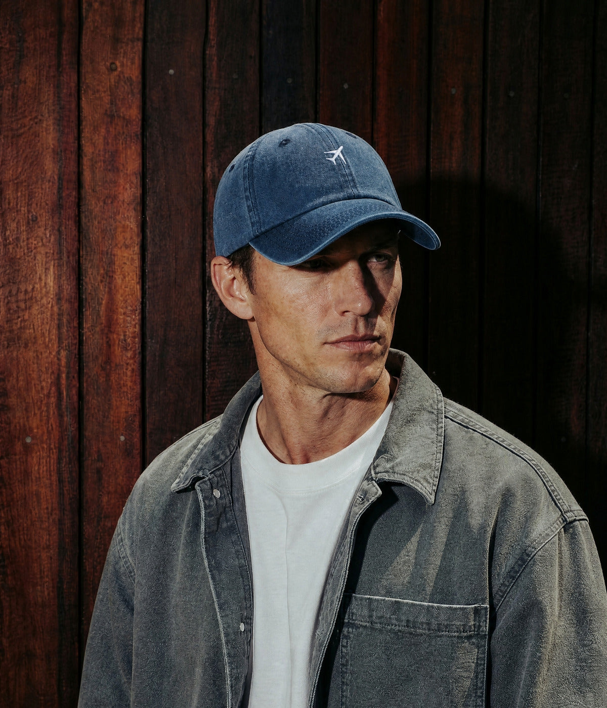 WASHED AIRPLANE. BLUE worn by a man