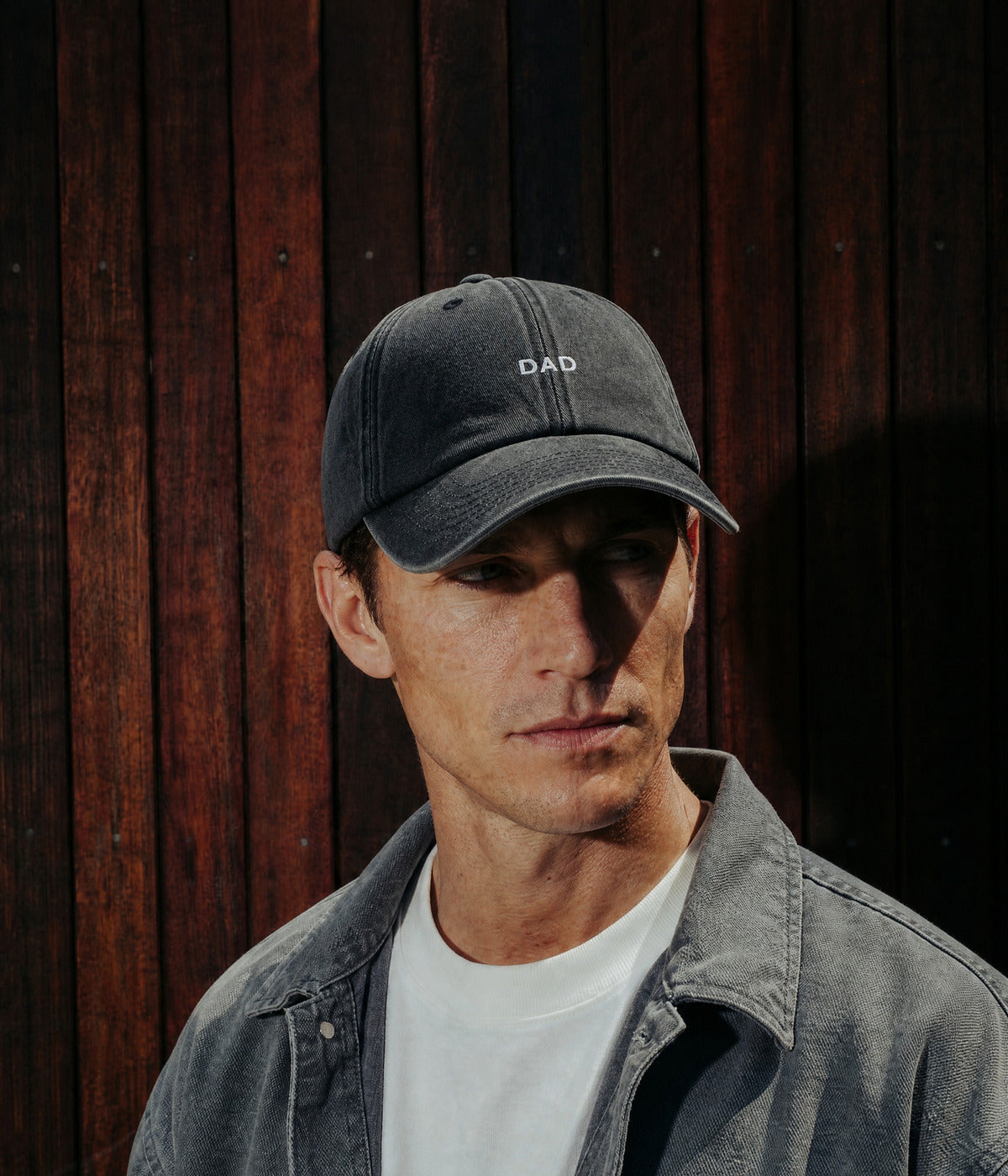 WASHED DAD. BLACK worn by a man