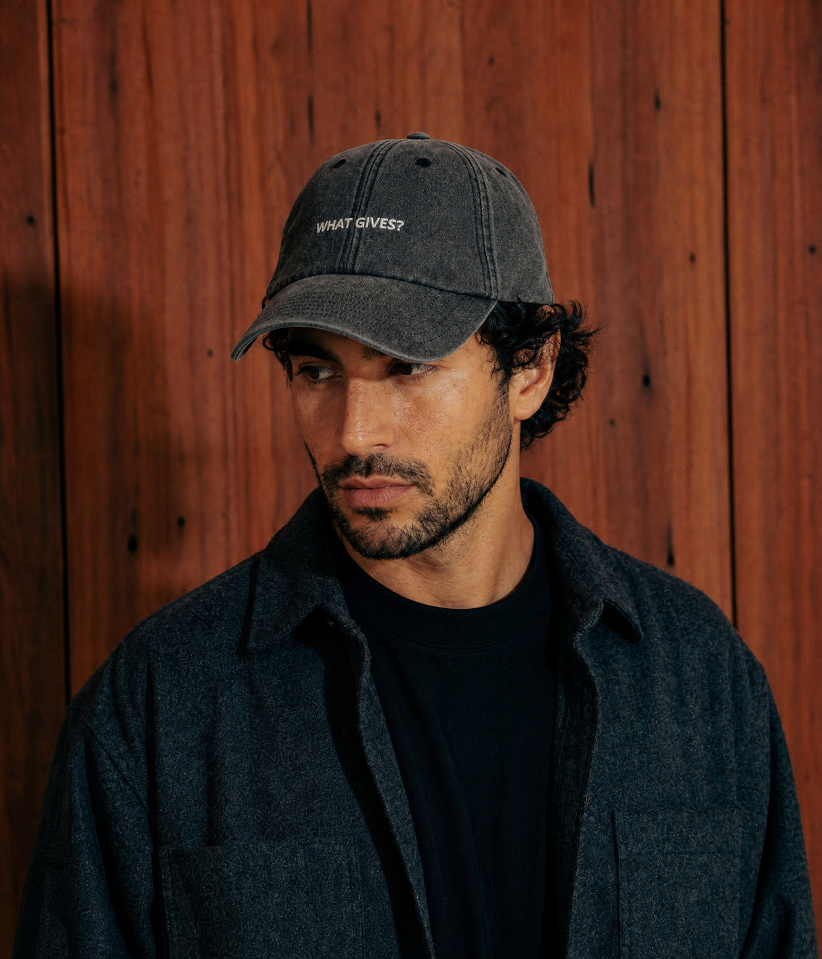 WHAT GIVES? worn by a man
