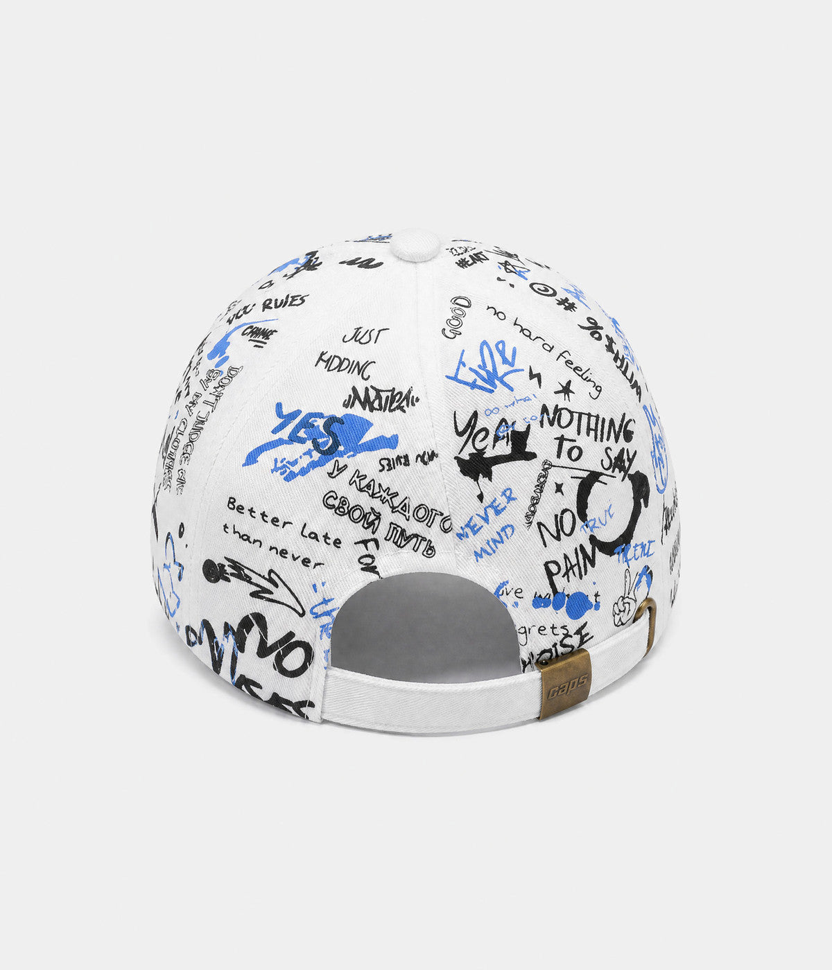 GRAFFITI CAP. printed cap in WHITE/BLUE, back view