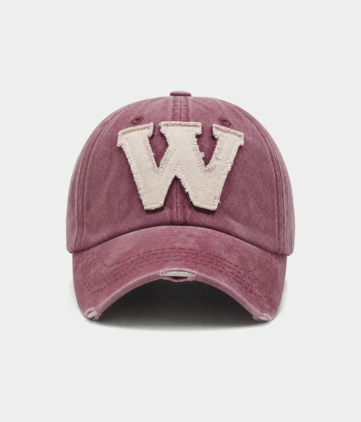 WHO WHAT WHY. washed cotton cap in burgundy, front view