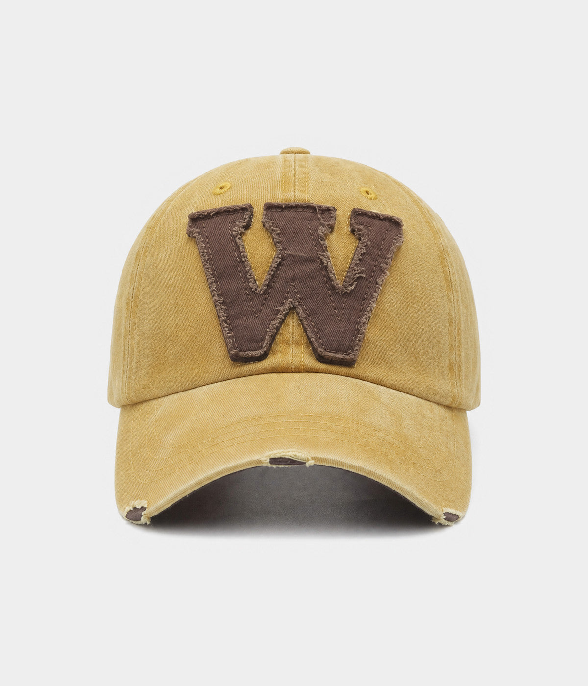 WHO WHAT WHY. washed cotton cap in mustard, front view