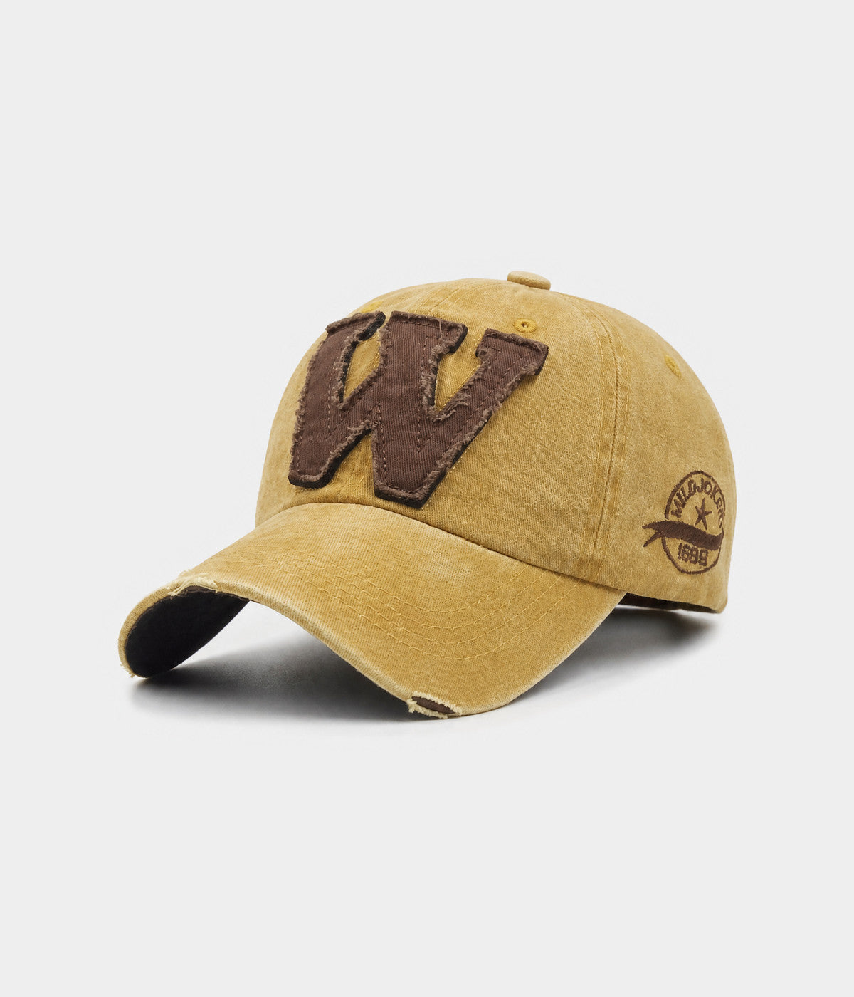 WHO WHAT WHY. washed cotton cap in mustard, side view