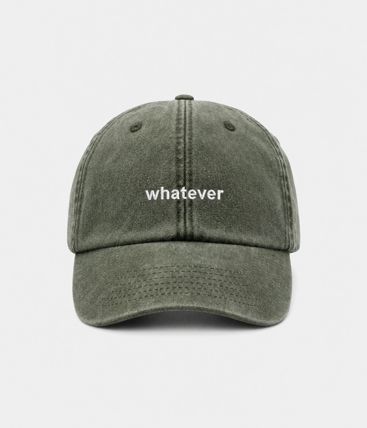 WASHED WHATEVER. army green washed cap front