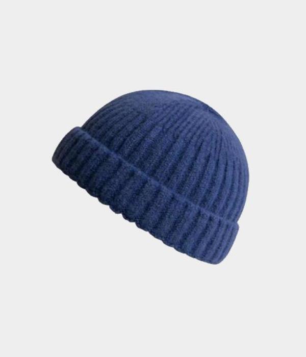 Wool Fisherman Beanie. Blue